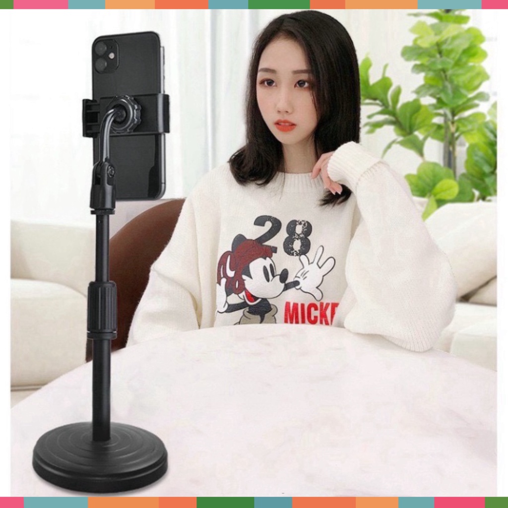 Giá đỡ điện thoại - Chân kẹp điện thoại để bàn livestream, để học, xem videos xoay 360 độ có điều chính được góc nghiêng