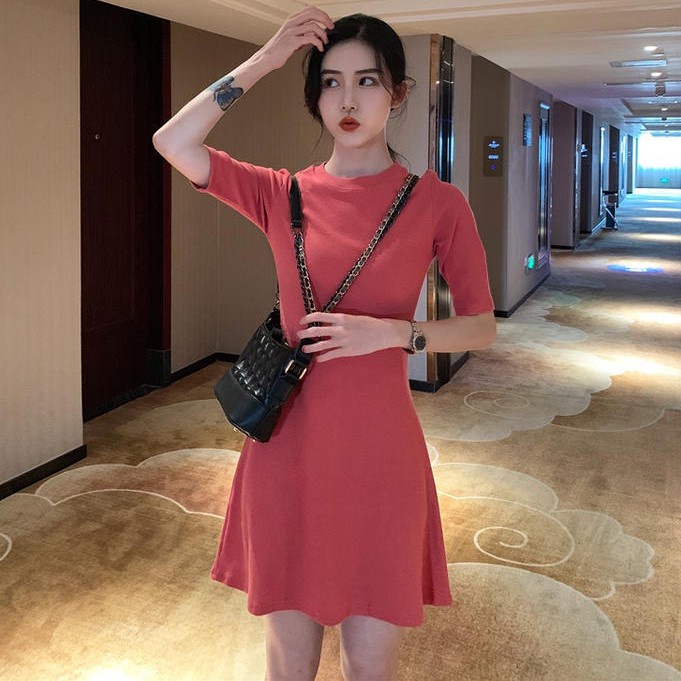 Đầm tay ngắn dáng chữ A thời trang Hàn Quốc cho nữ