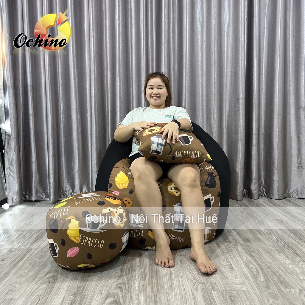 Ghế Lười Hạt Xốp  Mẫu Quả Lê Cỡ To Size L, Chất Liệu Vải Canvas Mix Kaki Bền Và Đẹp (Đã Có Hạt Xốp Hoàn Chỉnh)