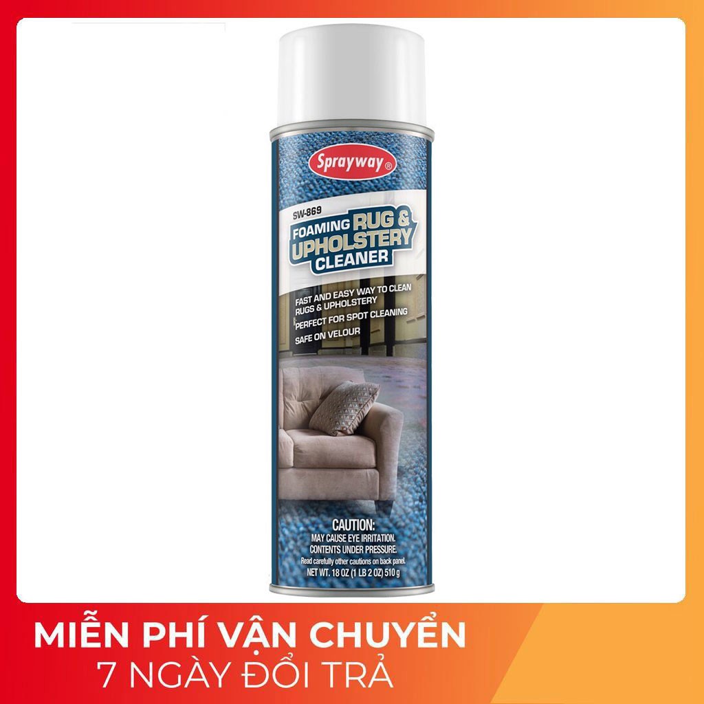 Chai xịt bọt tẩy vết bẩn trên thảm, ghế nệm Sprayway Foaming Rug&Upholstery Cleaner SW-869 510g