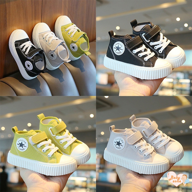 Giày Vải Canvas Màu Trơn Dễ Thương Cho Bé