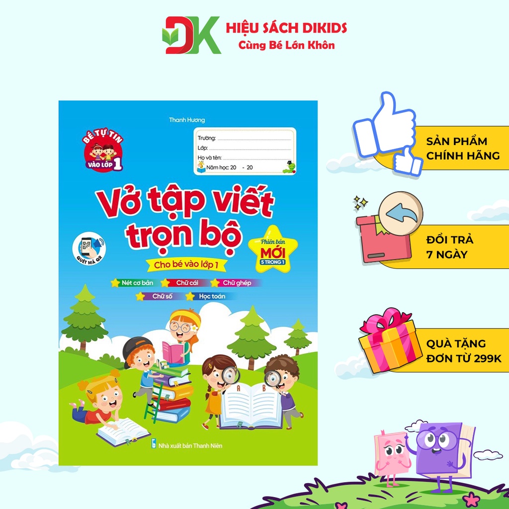 Vở tập viết trọn bộ cho bé vào lớp 1 - phiên bản mới 5 trong 1