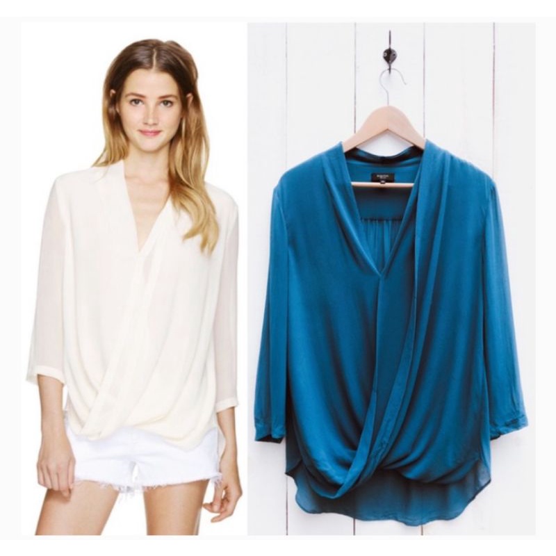 Áo sơ mi nữ lụa Topshop VNXK áo công sở cổ V tay dài tà chéo wrap sexy chất lụa satin nhũ bóng xuất khẩu dư xịn