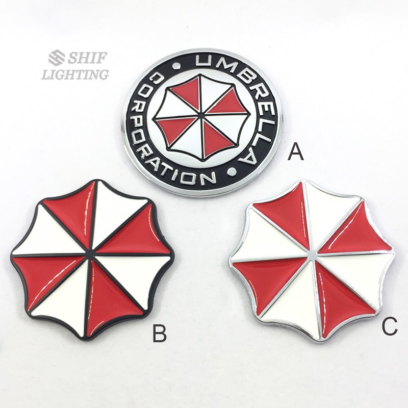 Logo kim loại chữ UMBRELLA CORPORATION dán trang trí xe ô tô / xe máy