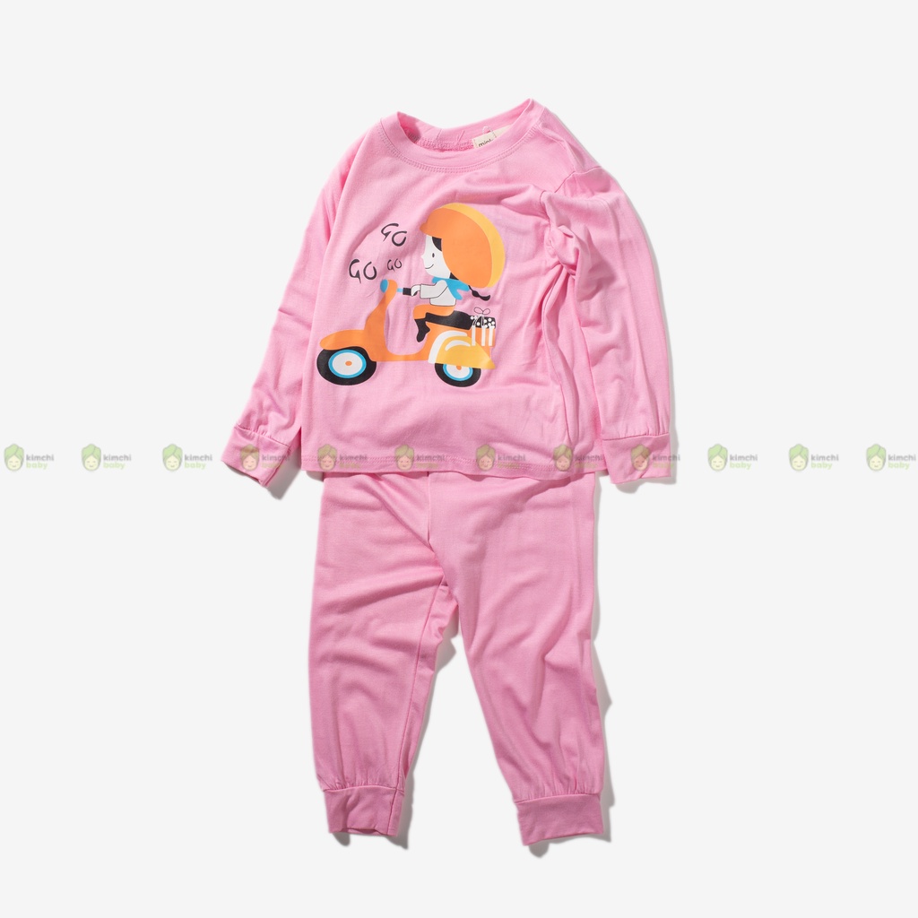 [SZ ĐẠI] Bộ Thun Lạnh Dài Tay Cho Bé Gái, Bé Trai Minky Mom Hoạ Tiết Gấu Cool, Bộ Quần Áo Cho Bé Mặc Nhà MKMTD2234