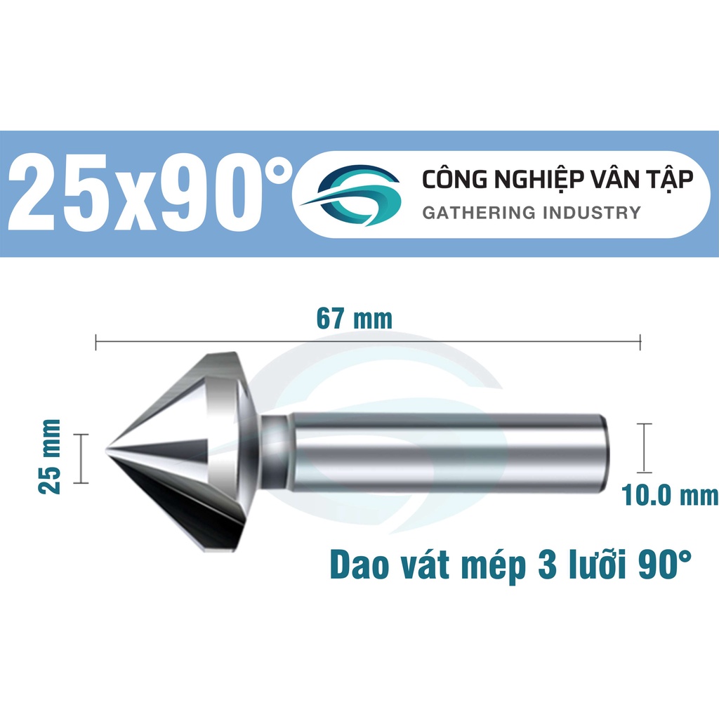 Dao phay vát mép HSS 90 độ 3 lưỡi hàng chính hãng, chất lượng cao.
