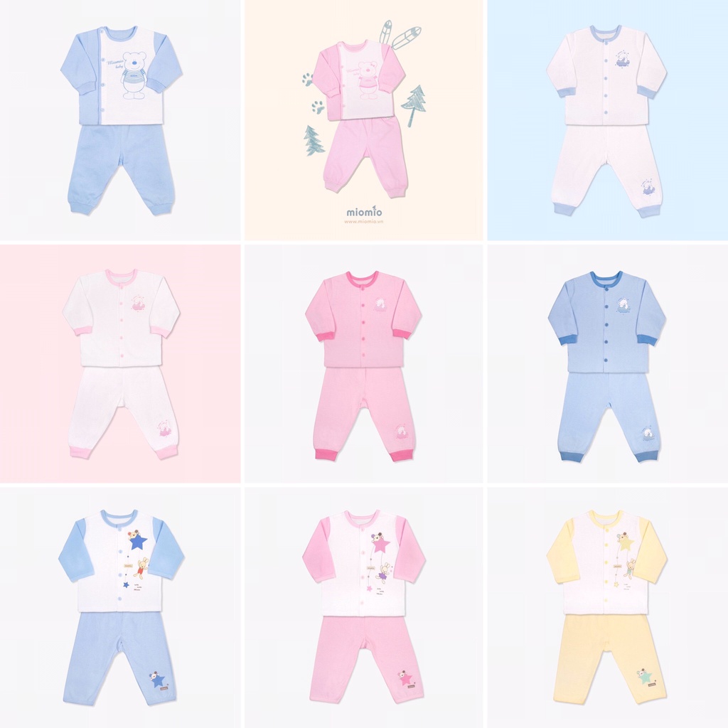 Bộ Quần Áo Sơ Sinh Dài Tay, Nút Giữa MIOMIO - In Hình Cho Bé Trai, Bé Gái , Vải Cotton