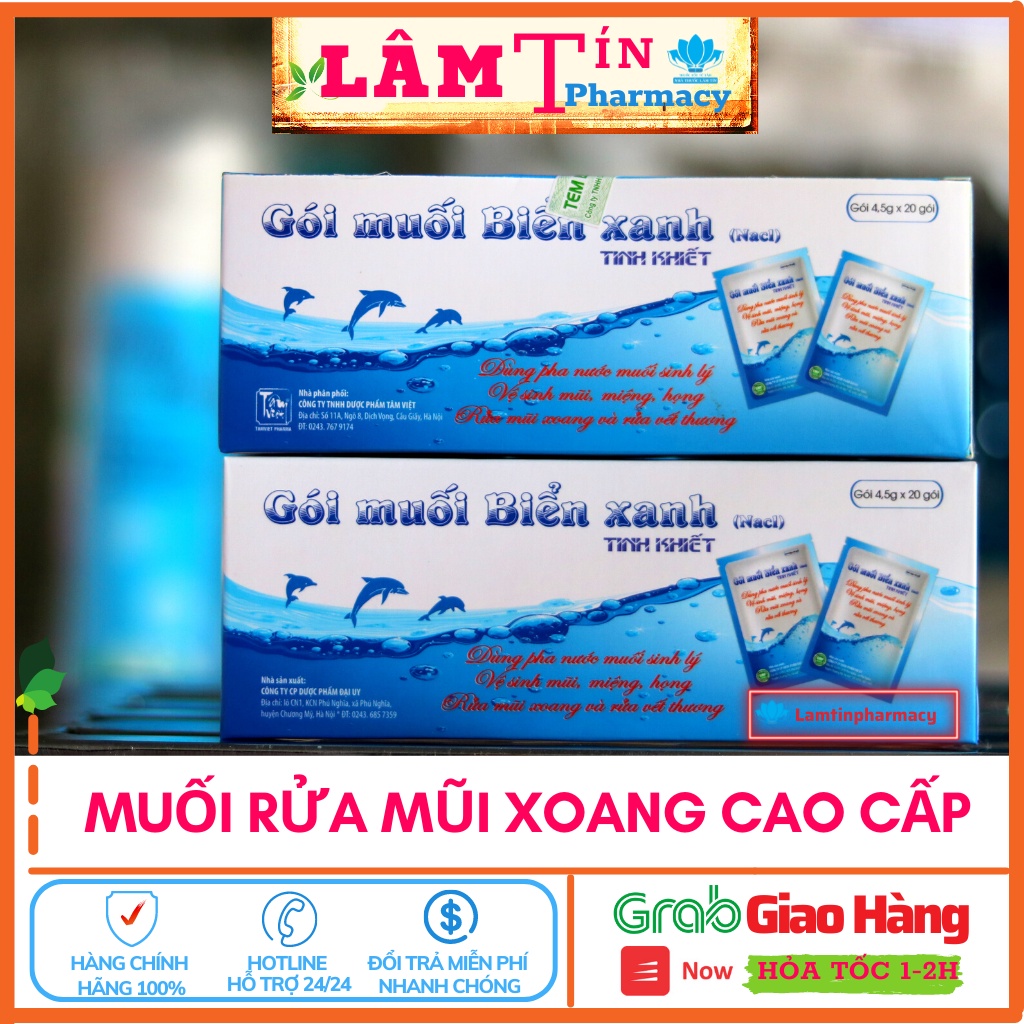 Muối rửa mũi xoang súc miệng biển xanh cao cấp hàng chính hãng ( 1 hộp 20 gói* 4.5g )