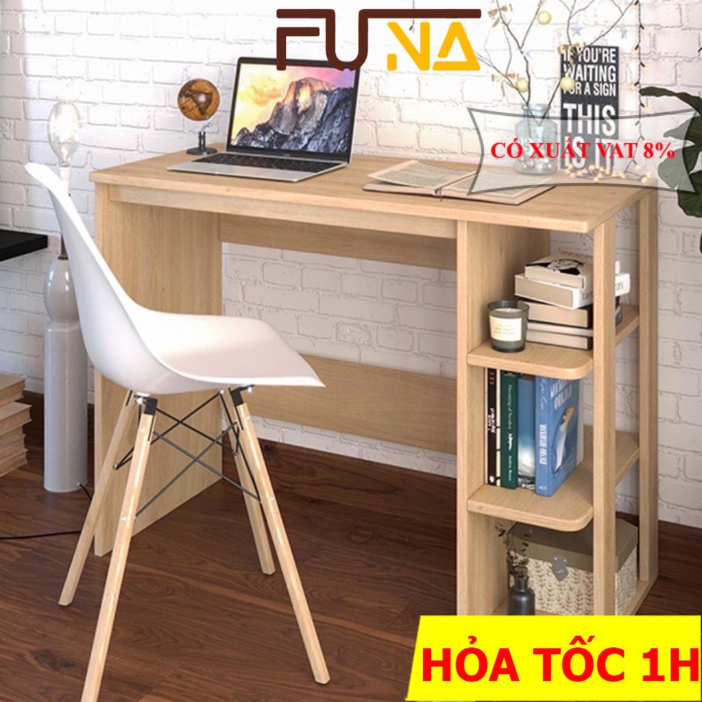 Bàn Làm Việc Bàn Học FUNA BLVG02 Phong Cách Hàn Quốc Kèm Kệ Sách Đa Năng Tiện Dụng