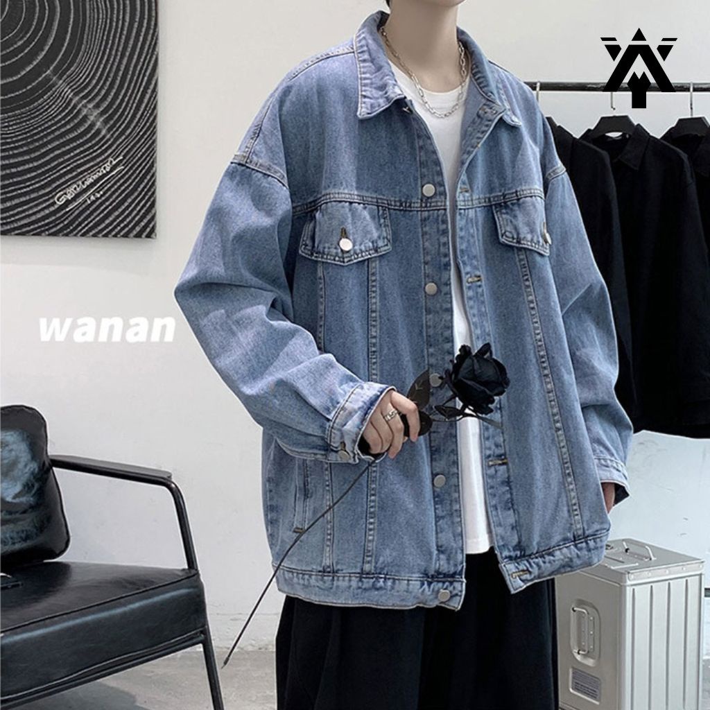 Áo Khoác Jean Nam Anyoung Áo Khoác Nam Chất Jean Bò Form Rộng Dáng Unisex Chuẩn Form Hàn Quốc Không Phai Màu  Ab01