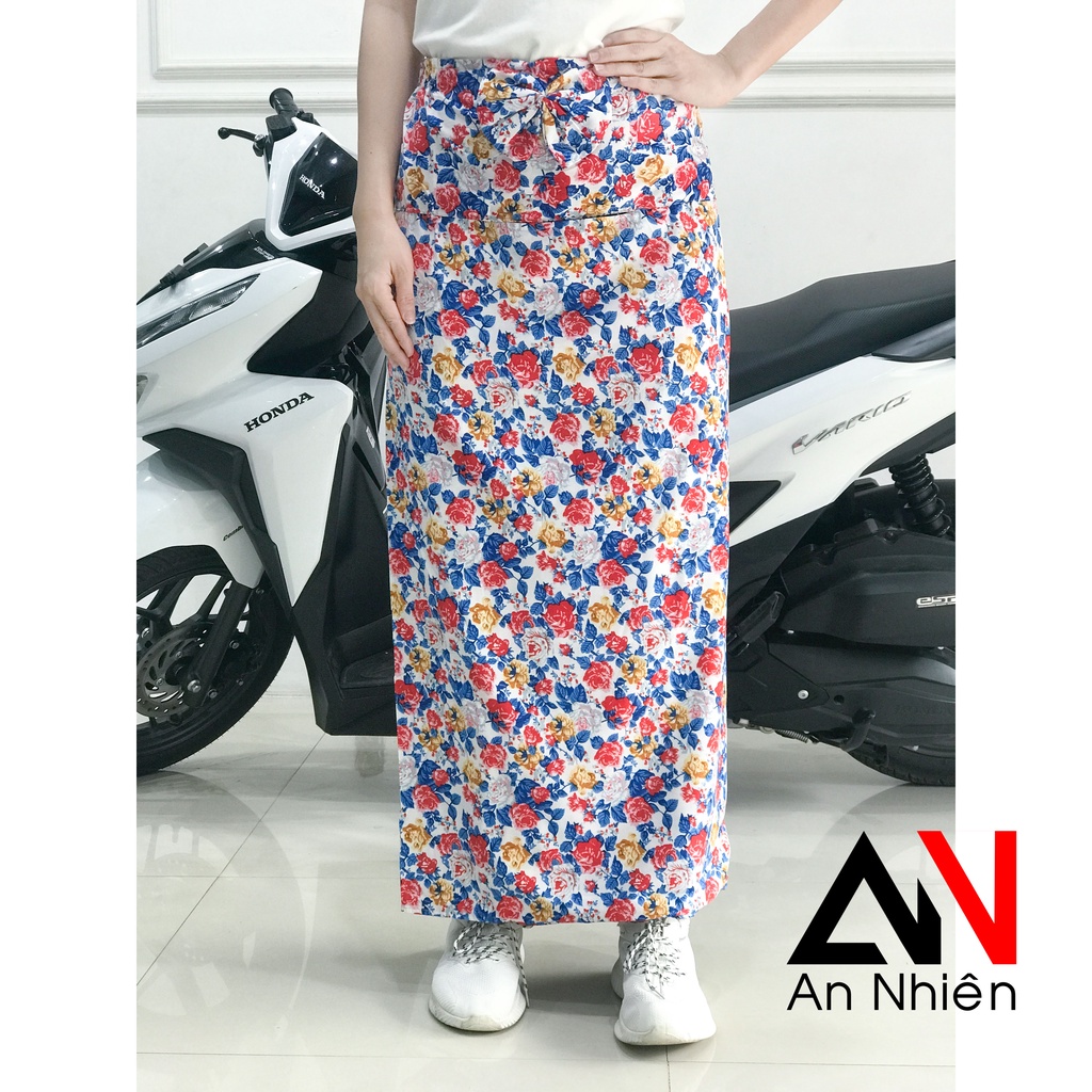 váy chống nắng quây 1 tà kate 2 lớp nút bấm và băng dính eo từ 65-85cm cao dưới 1m65 - được chọn mẫu