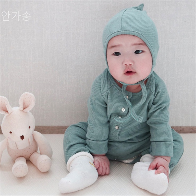 [Có ảnh thật][size 75/6-12 month] Jumpsuit dài chất liệu nhung tăm dày dặn kèm mũ cho bé