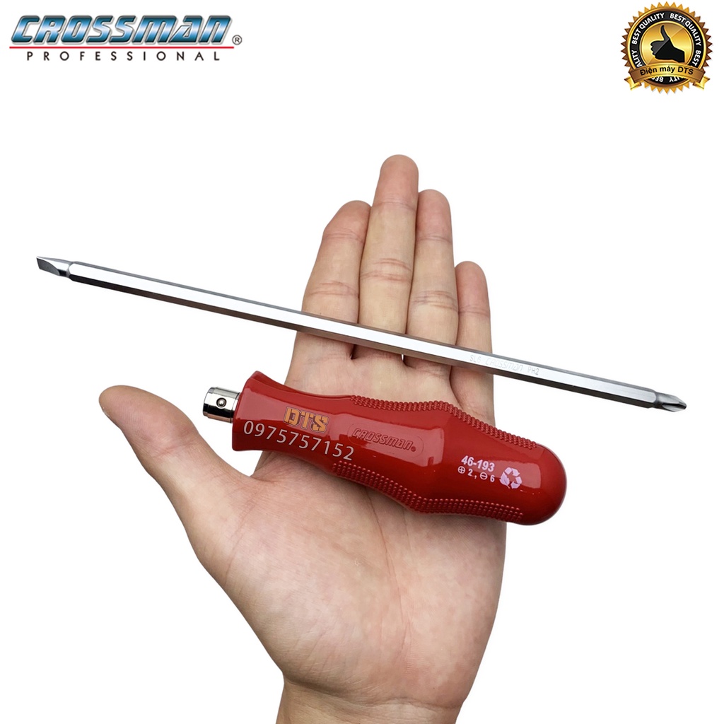Tô vít 2 đầu cao cấp 6x200mm CROSSMAN 46-193, tua vít dẹp và bake trở đầu thép CR-V siêu cứng đầu hít nam châm vĩnh cửu