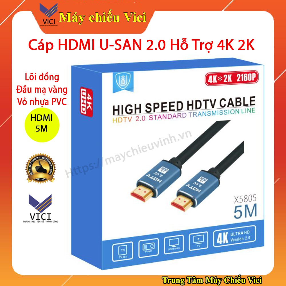 Dây Cáp HDMI 5M Hãng USAN Tốc Độ Truyền Hình Ảnh Cao, Chức Năng Chống Nhiễu Giúp Kết Nối Tín Hiệu Ổn Định