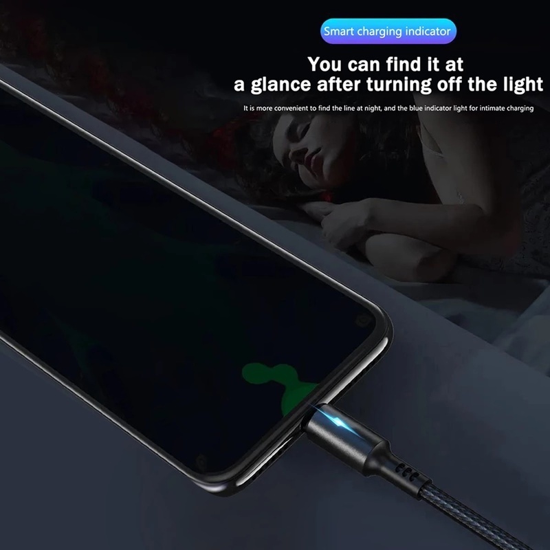Cáp Sạc Nhanh USB Type C 5A Có Đèn LED Cho Điện Thoại Huawei Samsung Xiaomi Android