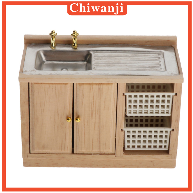 Mô Hình Tủ Chén / Tủ Chén Bằng Gỗ Tỉ Lệ 1: 12 Dùng Trang Trí Nhà Búp Bê