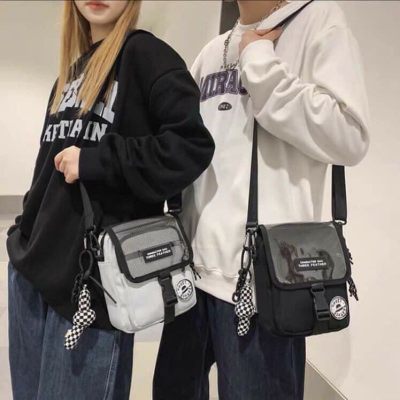 Túi đeo chéo  trang nam nữ Mắt x; mũi tên; LoGo  Balo Mini đi học; đi chơi; vải can ko thấm nước