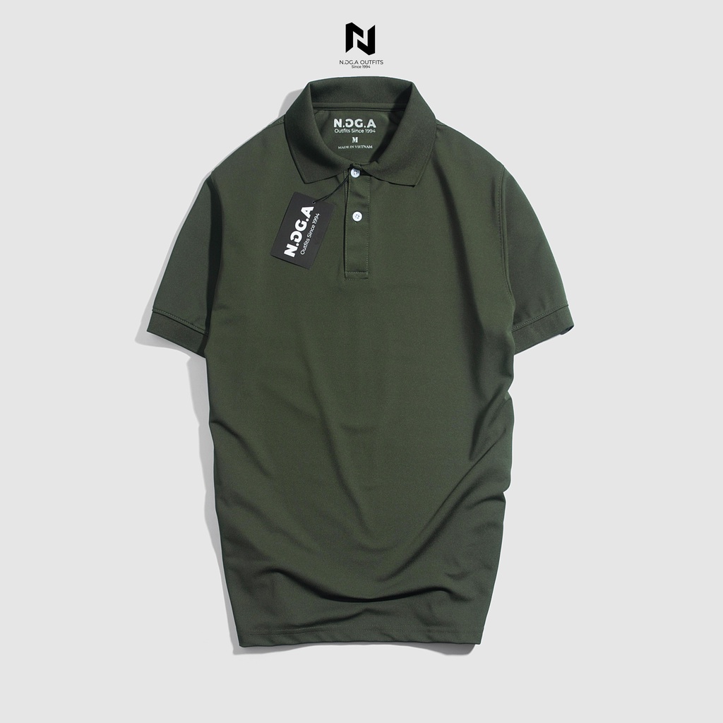 Áo Polo Nam Xanh Rêu Trơn Nhạt N.GG.A Chất Cotton mã N24