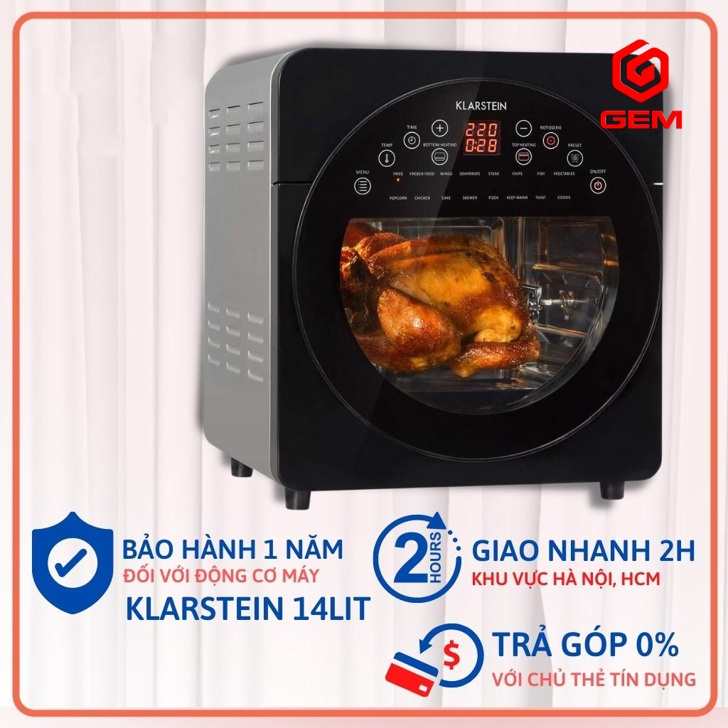 Nồi chiên không dầu Klarstein 14l Model 2020 16 chức năng
