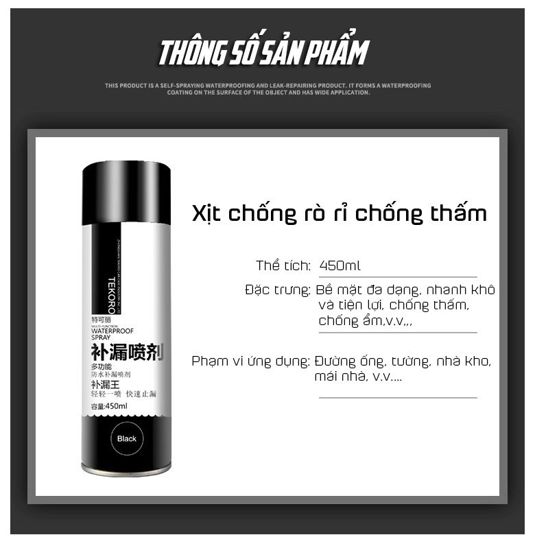 Sơn chống thấm tường nhà chống thấm Nước bể cá Mái nhà mái tôn đa năng TEKORO 450M