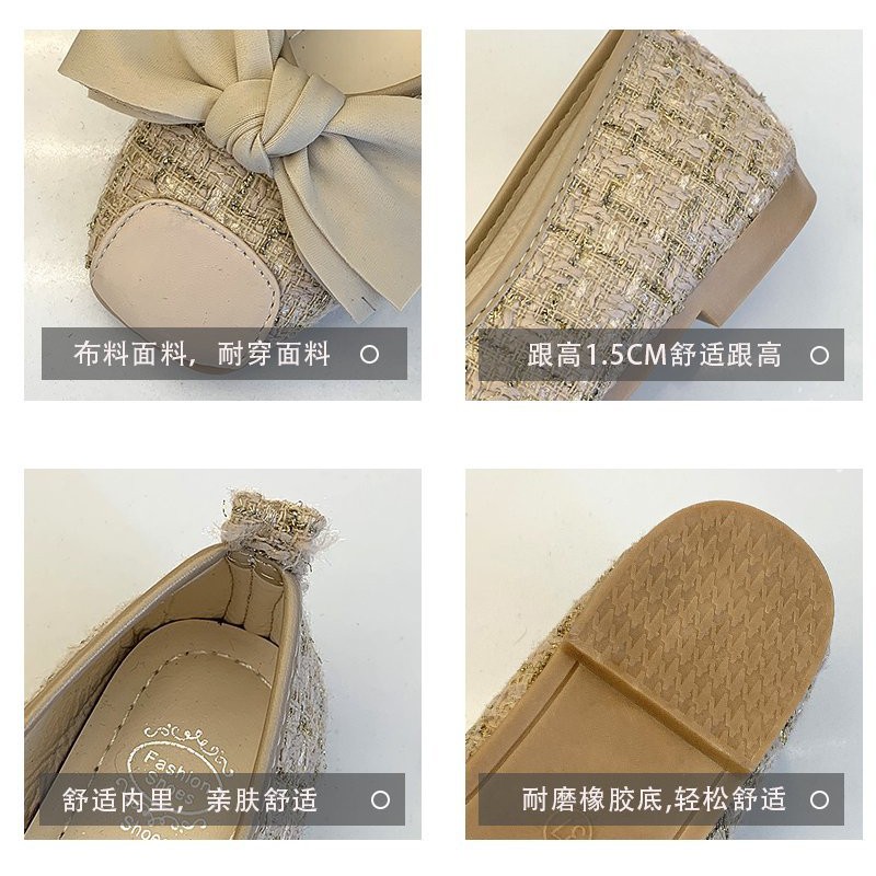 Giày Búp Bê Nữ Mũi Vuông Phối Nơ Thời Trang 2021 | BigBuy360 - bigbuy360.vn