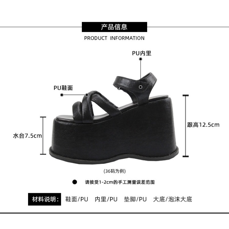 Giày sandals đế cao 8-12cm Juice Park quai ngang phong cách Gothic Y2K FOOTMADE