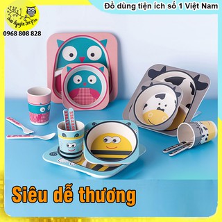 Bộ bát ăn dặm 5 chi tiết cho bé từ sợi tre ThaoNguyenShop