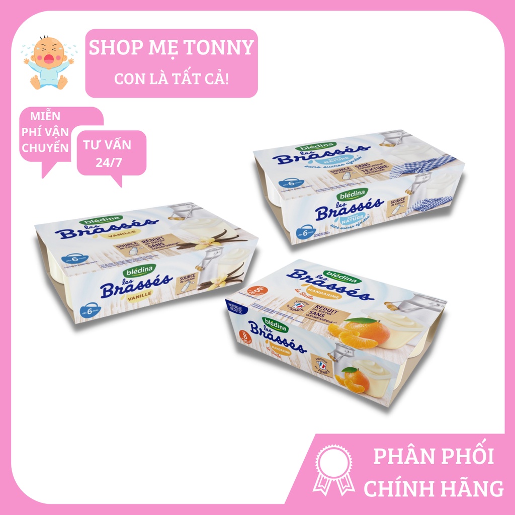 𝗛𝗮̀𝗻𝗴 𝗮𝗶𝗿 Sữa chua phô mai Bledina Brasses đủ vị cho bé từ 6/8/10M (6 hộpx95g) (DATE 2022)