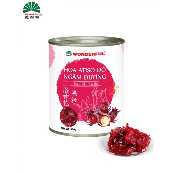 Hoa Atiso đỏ ngâm đường Wonderful lon 950g - atiso đỏ, atiso ngâm wonderful - Gia store