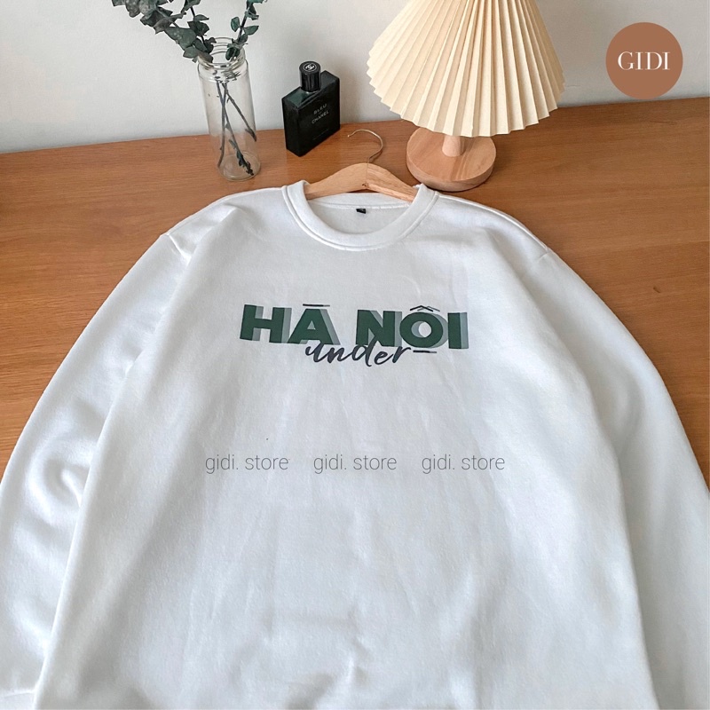 Áo Sweater HÀ NỘI Thu Đông Nam Nữ Unisex - vải nỉ bông trơn tay dài dày dặn, mềm mịn kiểu OVERSIZE form rộng