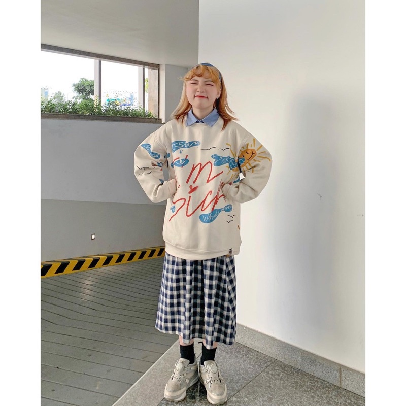 Áo Sweater Nỉ Nam Nữ Unisex Local Brand TSUN Hoạ Tiết I'M SICK Cá Tính Trẻ Trung Hàng Xuất Xịn Cao Cấp Chất Đẹp Nặng Tay