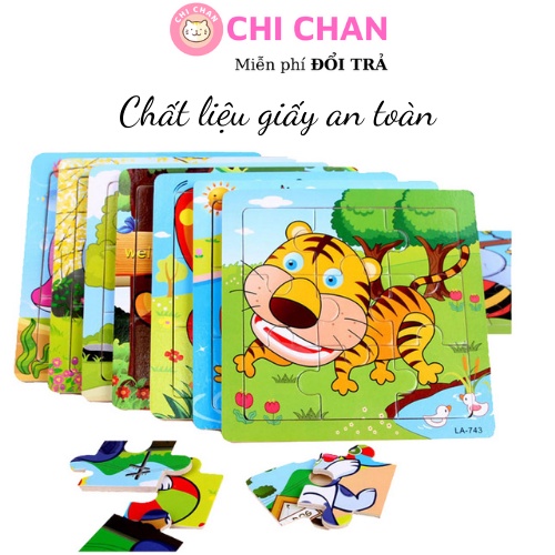 Đồ chơi ghép hình 9 miếng bằng giấy cho bé, đồ chơi trí tuệ giúp phát triển tư duy và khả năng tập trung