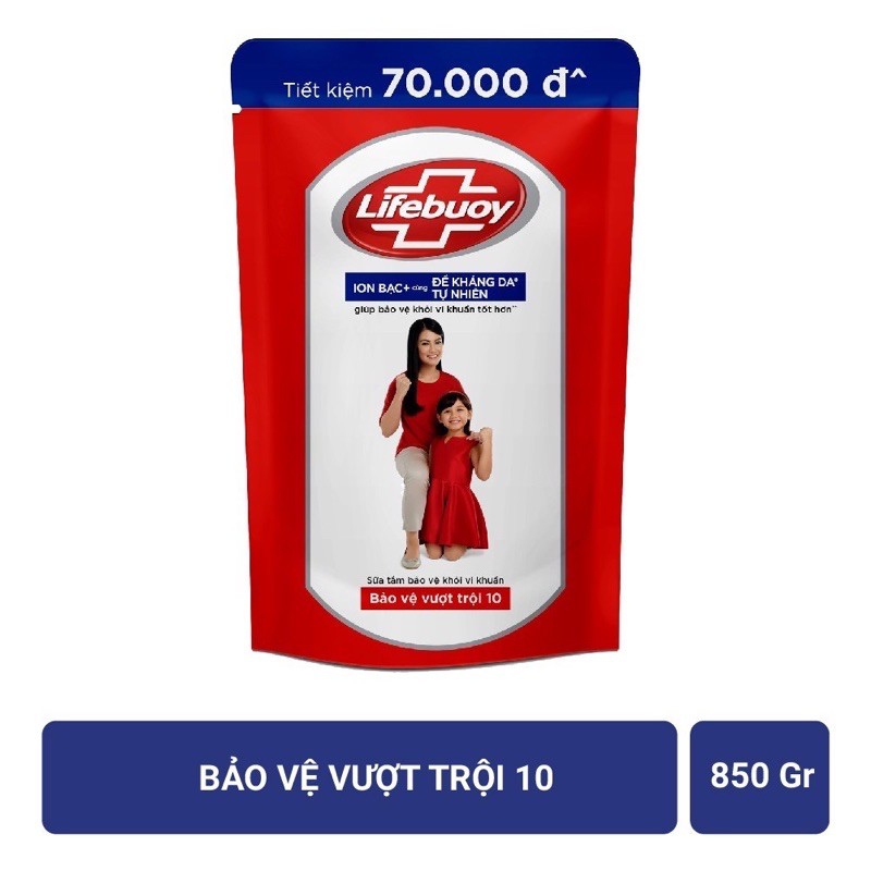 Túi sữa tắm Lifebuoy 850g (túi tiết kiệm)