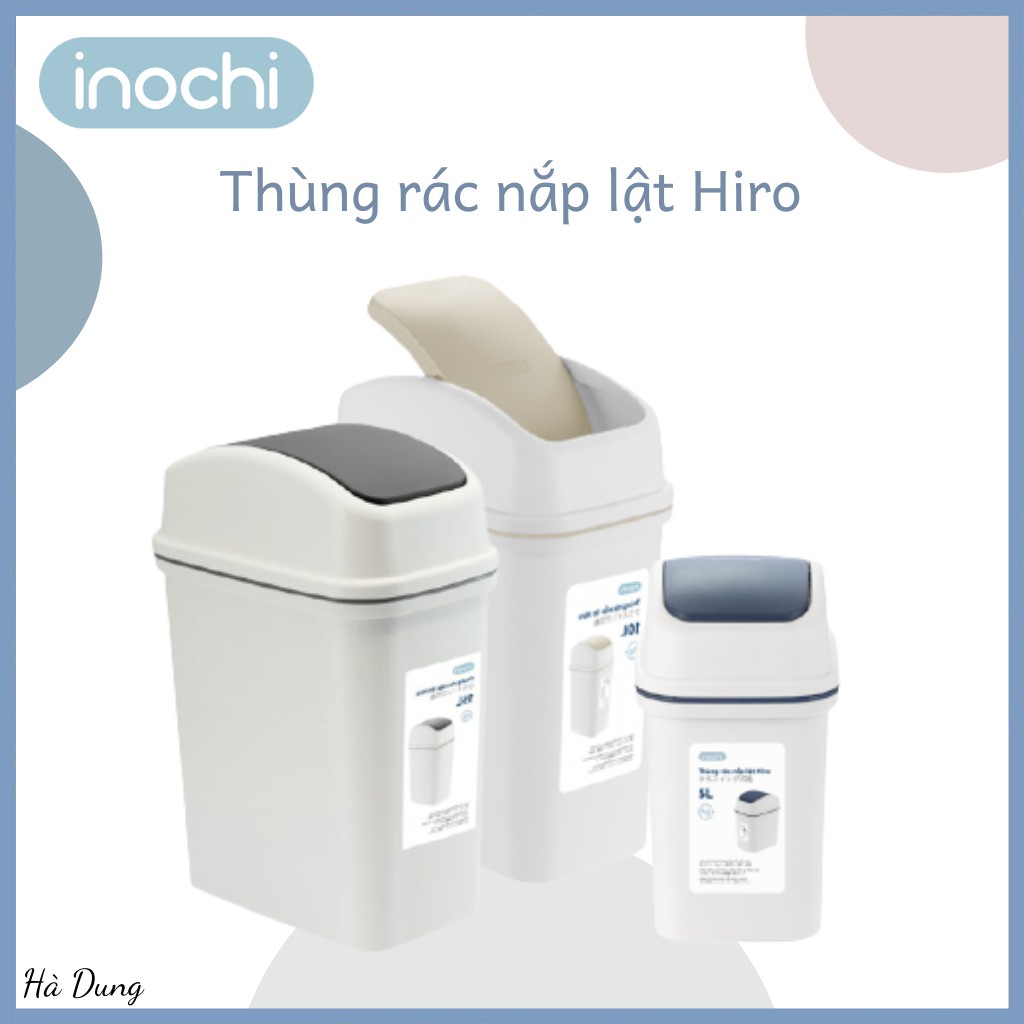 [3 Size] Thùng Rác, Thùng Đựng Rác NẮP LẬT Nhựa Văn Phòng, Nhà Bếp Thông Minh HIRO Inochi