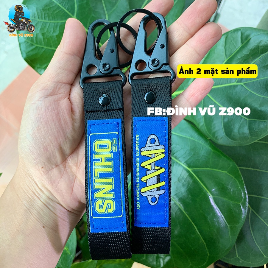 Móc khóa OHLINS, đầu bấm CHẮC CHẮN, dây vải DÀY DẶN, logo sắc nét không phai màu