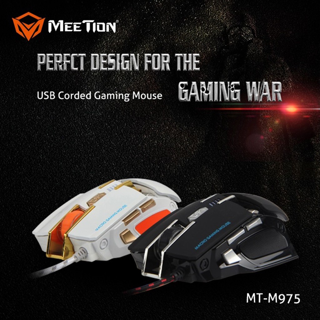 [ Giá Gốc ] Chuột Gaming Meetion MT975  Thiết kế cực bá cháy  Độ bền 50 triệu lượt click  Màu trắng và đen  BH 12 T