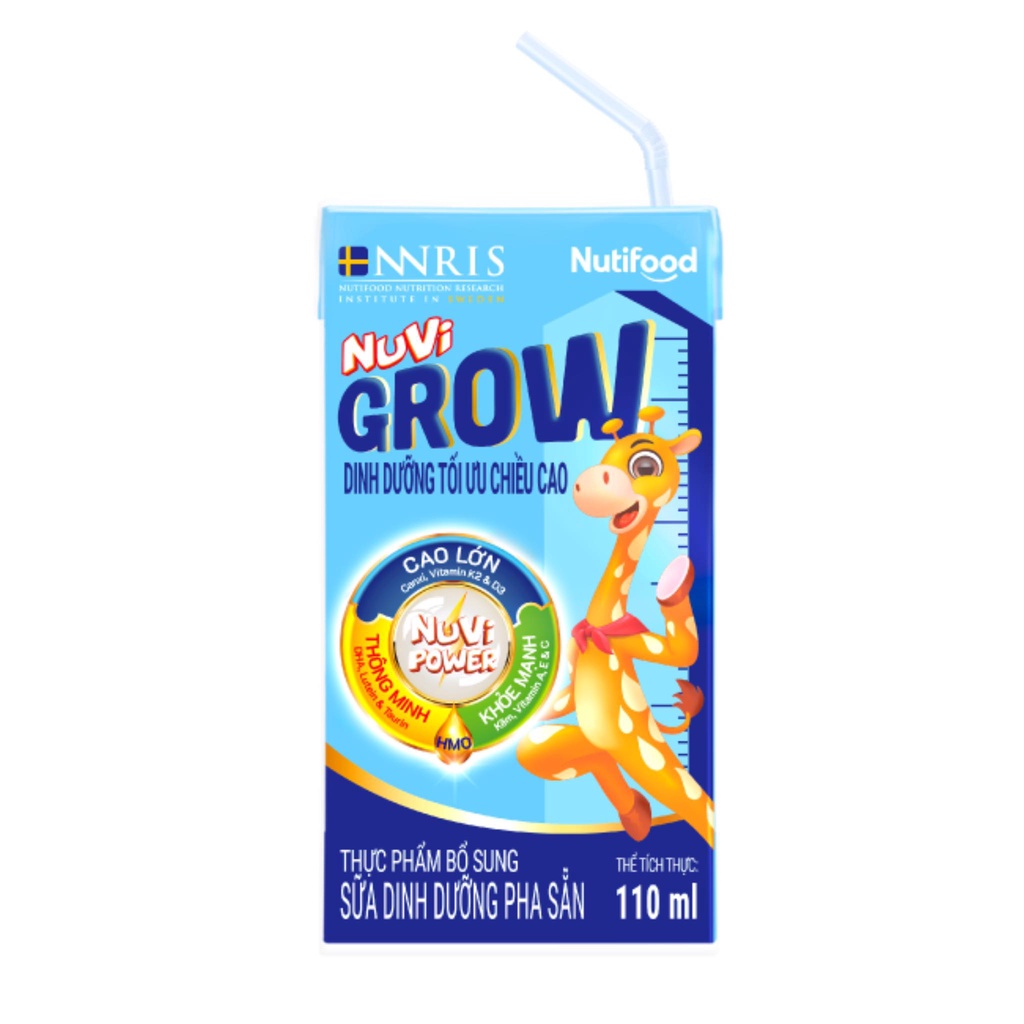 Lốc 4 hộp 110ml Sữa Bột Pha Sẵn Nuvi Grow trên 1 tuổi- Phát Triển Chiều Cao