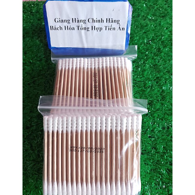 Combo 2 bịch Tăm bông cao cấp Hana lõi gỗ 2 x 100 cây