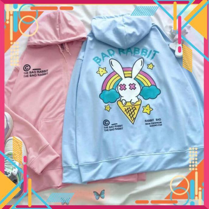 [Mặc là Auto Sang] Áo Khoác Nỉ - Áo Hoodie hình  thỏ BAD RABBIT có dây kéo zip , Hoodie Nỉ unisex AD | BigBuy360 - bigbuy360.vn