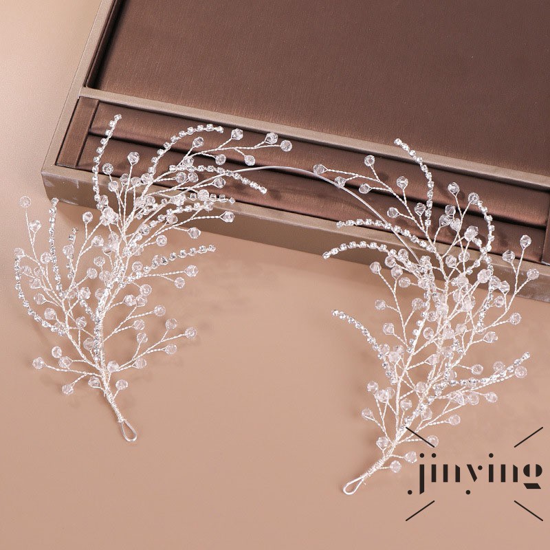 GETNOIVAS Cài tóc đeo đầu họa tiết hoa đính đá phong cách Châu Âu cho cô dâu