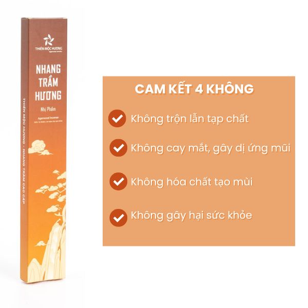 Nhang trầm hương Thiên Mộc Hương loại 8 năm tích trầm, ít khói, thơm nhẹ, dễ chịu, không kích mũi, 30cm