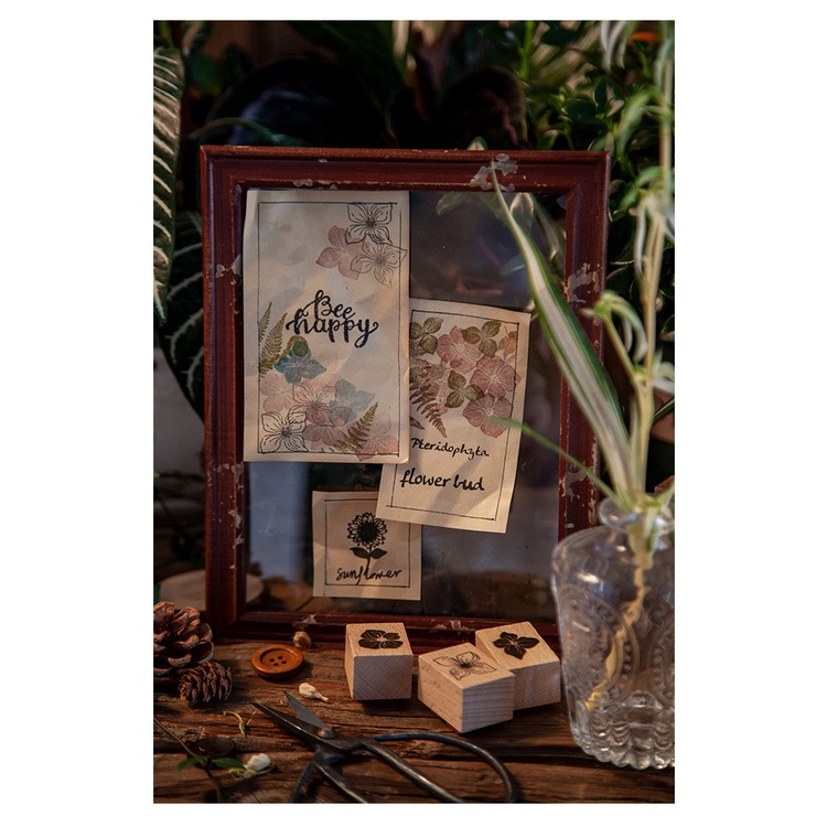 Con Dấu Gỗ Cao Su Họa Tiết Hoa Cổ Điển Trang Trí Sổ Tay/Album Ảnh/Nhật Ký Đa Dụng