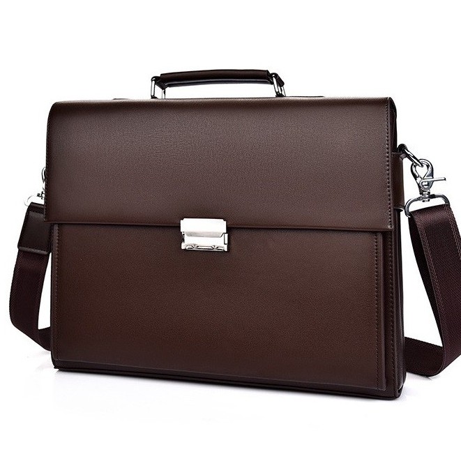 Túi xách cặp da giáo viên da bò công sở T54 khóa số 38x30x8cm (Nâu-Đen) | BigBuy360 - bigbuy360.vn