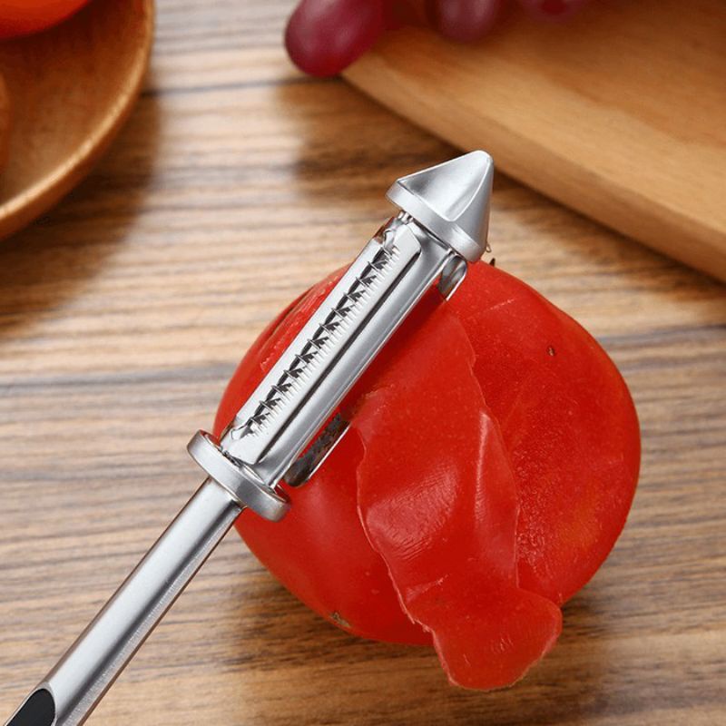 Dụng cụ nạo rau củ,bào gọt hoa quả - Dao giao gọt vỏ trái cây inox không gỉ đa năng 4in1 tiện dụng