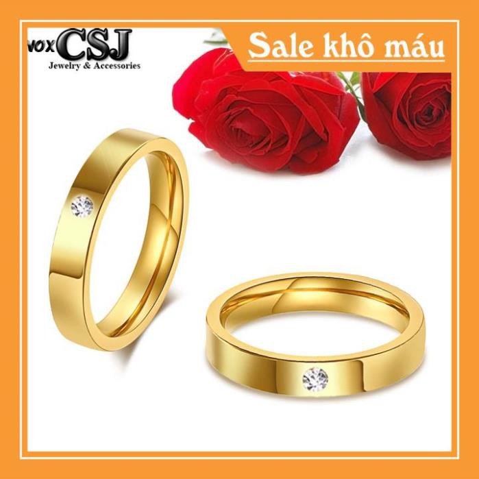 [ Siêu SALE ] 02 chiếc nhẫn cặp đôi tình nhân inox cao cấp mạ vàng đính hột siêu đẹp - tặng hộp đựng xinh xắn