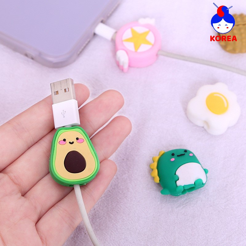 Nút cao su chống gãy, chống đứt dây cable sạc, dây phone hình thú cute GIA DUNG KOREA