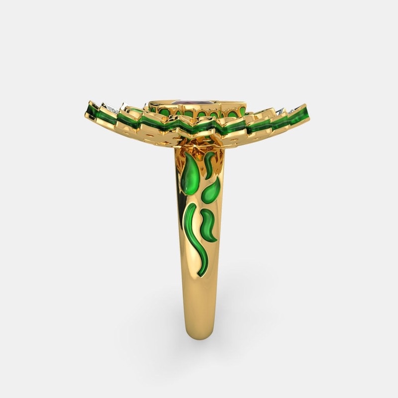 [Bán buôn] Nhẫn kim cương thiết kế hình hoa sen cá tính