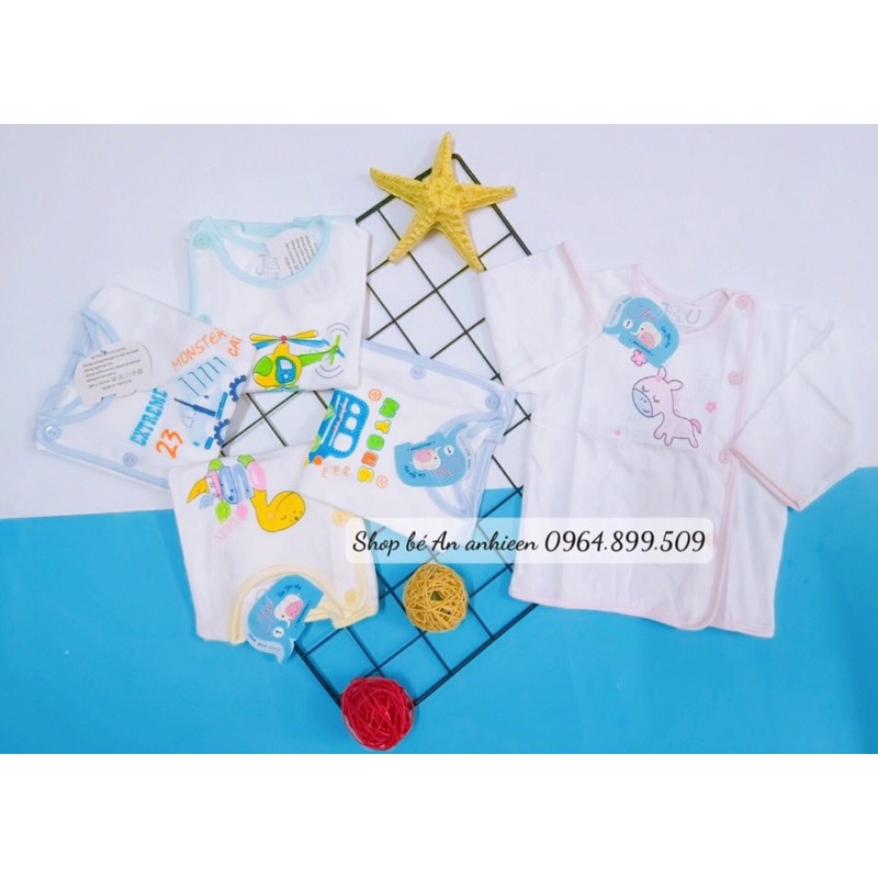 Hàng loại 1 (nhiều mẫu) Áo sơ sinh ngắn tay ,dài tay Cài Xéo Họa Tiết JOU, chất vải cotton 100% cao cấp mềm, mịn, thoáng