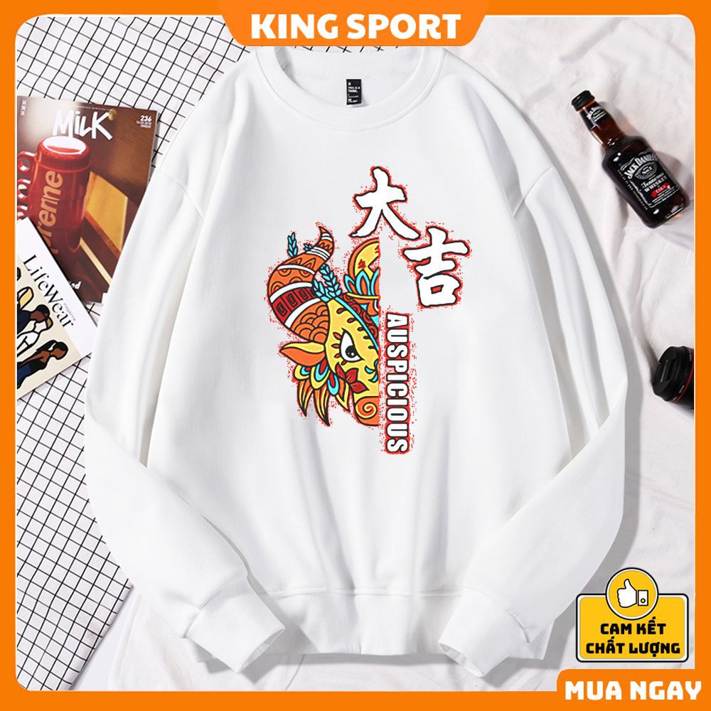 Áo sweater nỉ nam nữ form rộng KING SPORT áo nỉ dài tay nam nữ mùa đông ấm áp phong cách hàn quốc dài tay bo ống