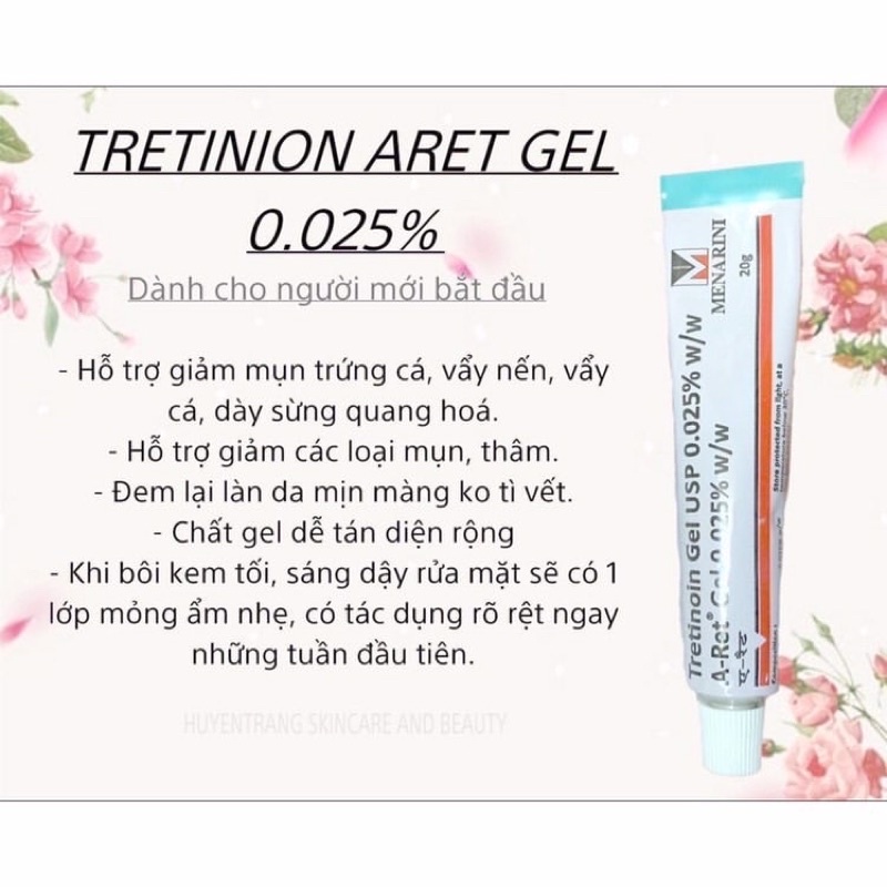 Gel dưỡng giảm mụn, chống lão hóa da Tretinoin Aret Ấn Độ 20g